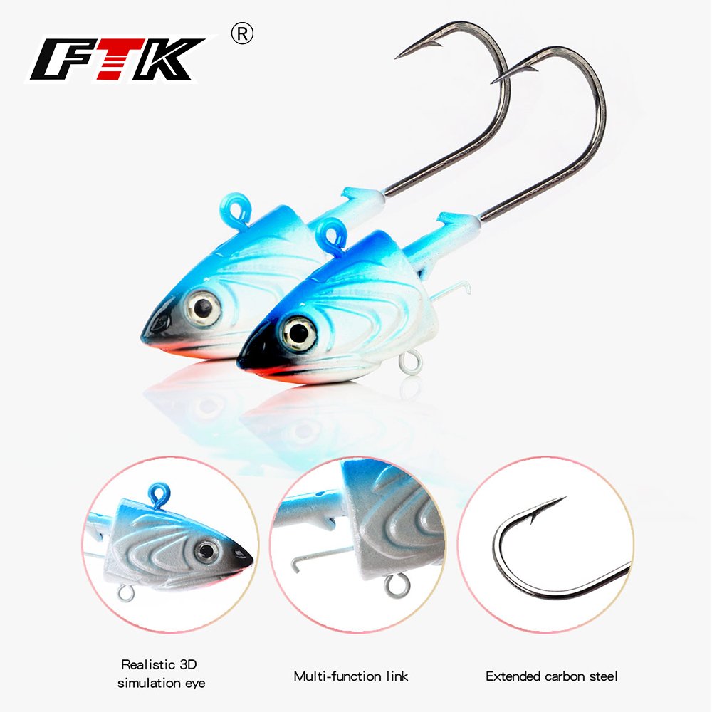 Fishing Lure Soft Plastic - FTK 2PCS Jig Head ตะขอตกปลา 40g