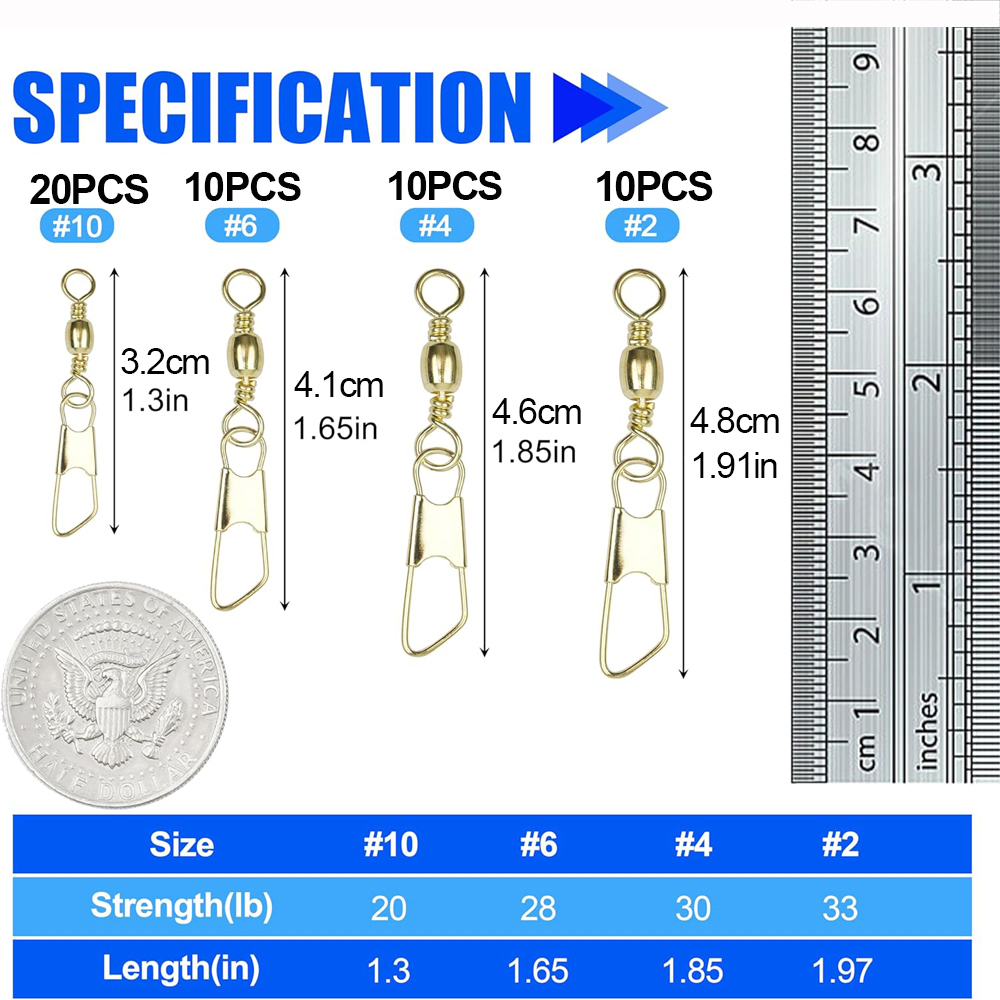 50ชิ้นเดือยตกปลาทองพร้อมตะขอตก - Fishing Lure Accessories บทวิจารณ์และราคา